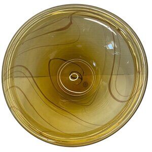 Amber Yellow Art Glass Decorative Fruit Bowl Swirl Hand-Blown Mexico 12"